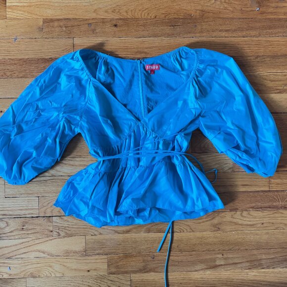 STAUD Luna poplin top in blue - Picture 2 of 4